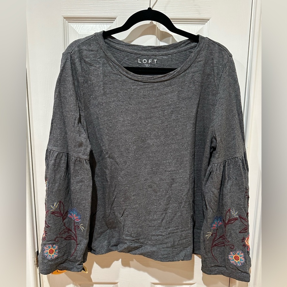 LOFT, Tunic Gray Top, Size Large